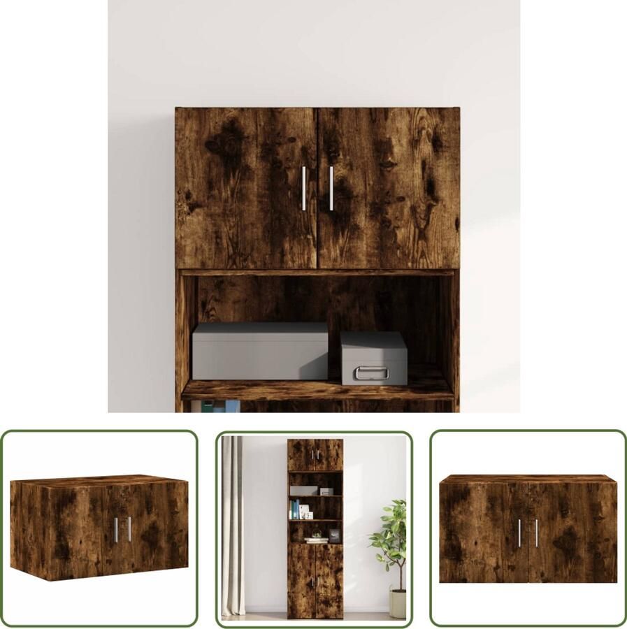 The Living Store Wandkast 70x42 5x40 cm bewerkt hout gerookt eikenkleurig Hangkast Wandkast Houten Kast Opbergkast Badkamermeubel - Foto 2