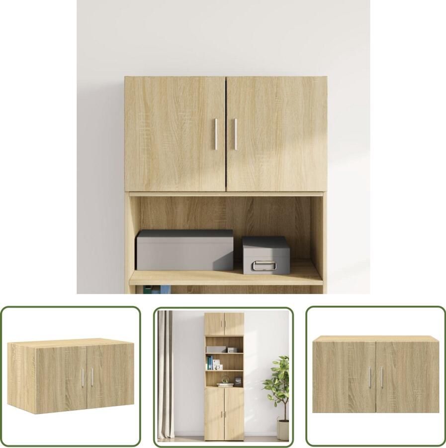 The Living Store Wandkast 70x42 5x40 cm bewerkt hout sonoma eikenkleurig Hangkast Wandkast Houten Kast Opbergkast Salontafel