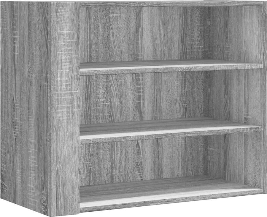 The Living Store Wandkast 75x35x60 cm bewerkt hout grijs sonoma eikenkleurig Wandkast Grijze Wandkast Houten Wandkast Sonomaskast Eikenvlek