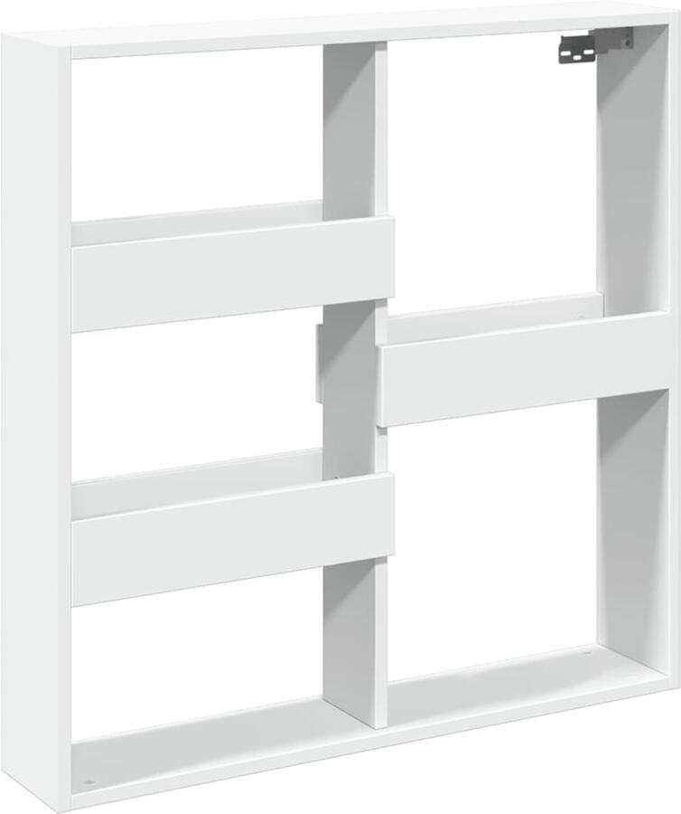 The Living Store Wandkast 80x15x80 cm bewerkt hout wit Wandkast Houten Kast Opbergkast Minimalistische Kast Witte Kast