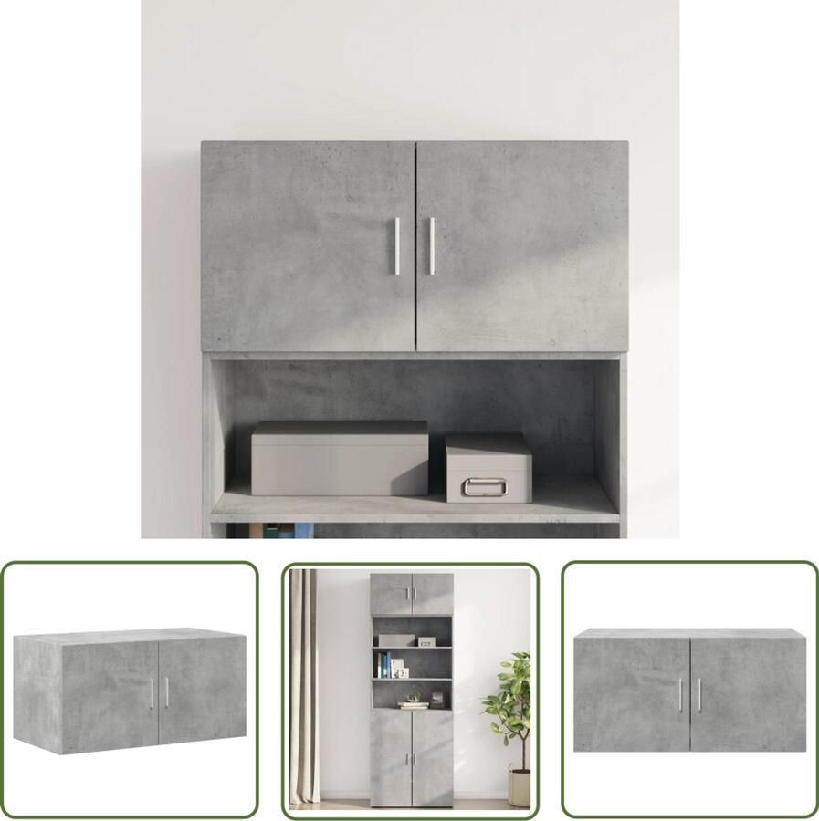 VidaXL Wandkast 80x42 5x40 cm bewerkt hout betongrijs Wandkast Houten Kast Grijze Kast Opslagoplossing Minimalistisch Design
