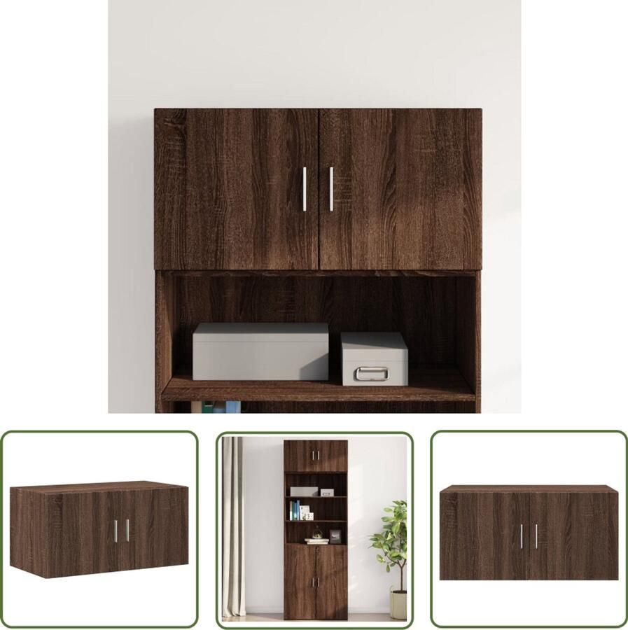 The Living Store Wandkast 80x42 5x40 cm bewerkt hout bruin eikenkleur Hangkast Wandkast Houten Kast Opbergkast Badkamerkast