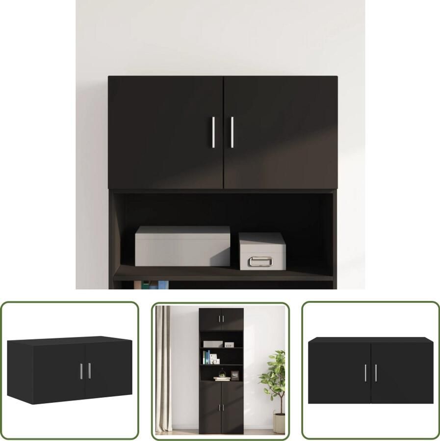 The Living Store Wandkast 80x42 5x40 cm bewerkt hout zwart Hangkast Wandkast Houten Kast Opbergkast Badkamerkast