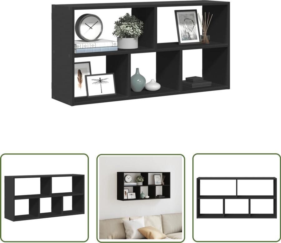 VidaXL Wandschap 100x25x50 cm bewerkt hout zwart Wandkast Houten Kast Opbergkast Zwarte Kast Badkamerkast