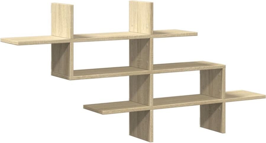 The Living Store Wandschap 124 5x18x60 5 cm bewerkt hout sonoma eikenkleurig Wandschappen Houten Wandplank Opbergwand Scheidingswand Salondecoratie