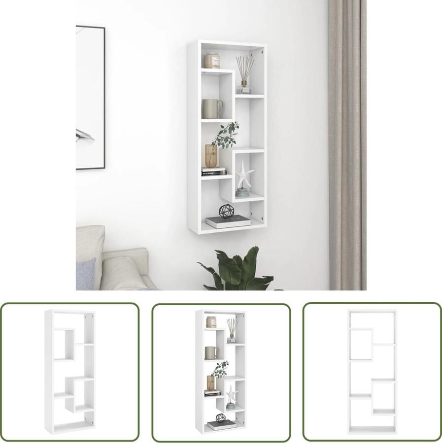 VidaXL Wandschap 36x16x90 cm bewerkt hout wit Wandkast Houten Kast Witte Kast Opslagoplossing Badkamerkast