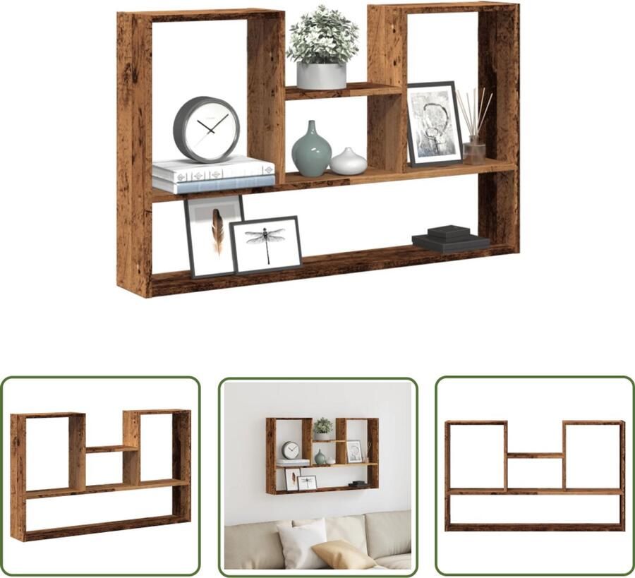 VidaXL Wandschap 99x15x60 cm bewerkt hout oud houtkleurig Wandkast Houten Kast Opslagoplossing Vintage Design Industriële Stijl