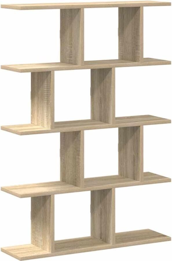 The Living Store Wandschap kubus 12 vakken bewerkt hout sonoma eikenkleurig Wandplankje Houten Plank Opslagkast Woonaccessoires Organisatie Kast