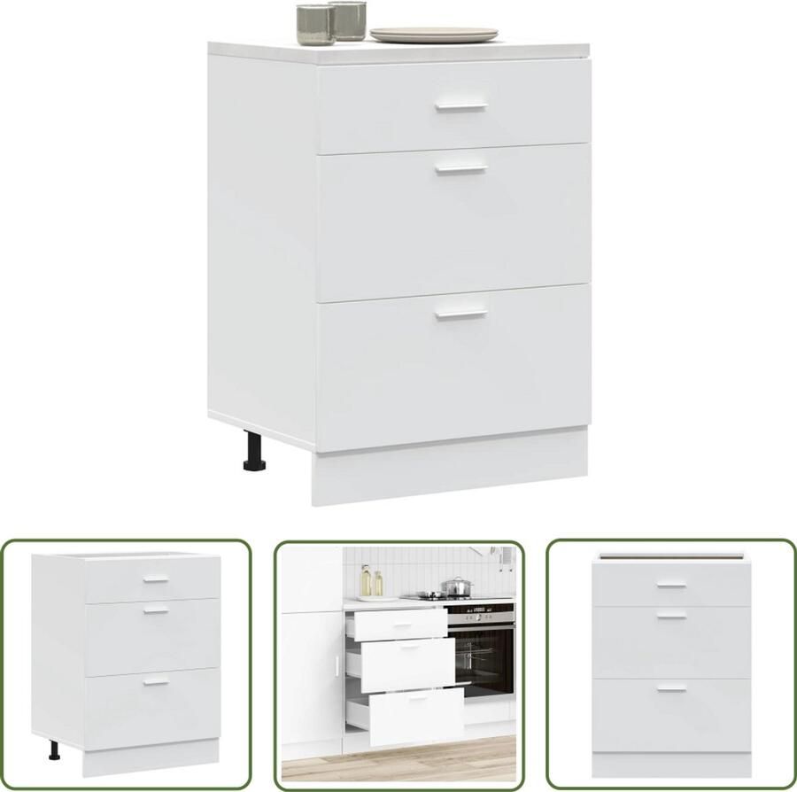 VidaXL Keuken onderkast Lyon bewerkt hout wit Keuken Onderkast Houten Keuken Kast Wit Keuken Meubel Keukenopslag Keuken Organisatie