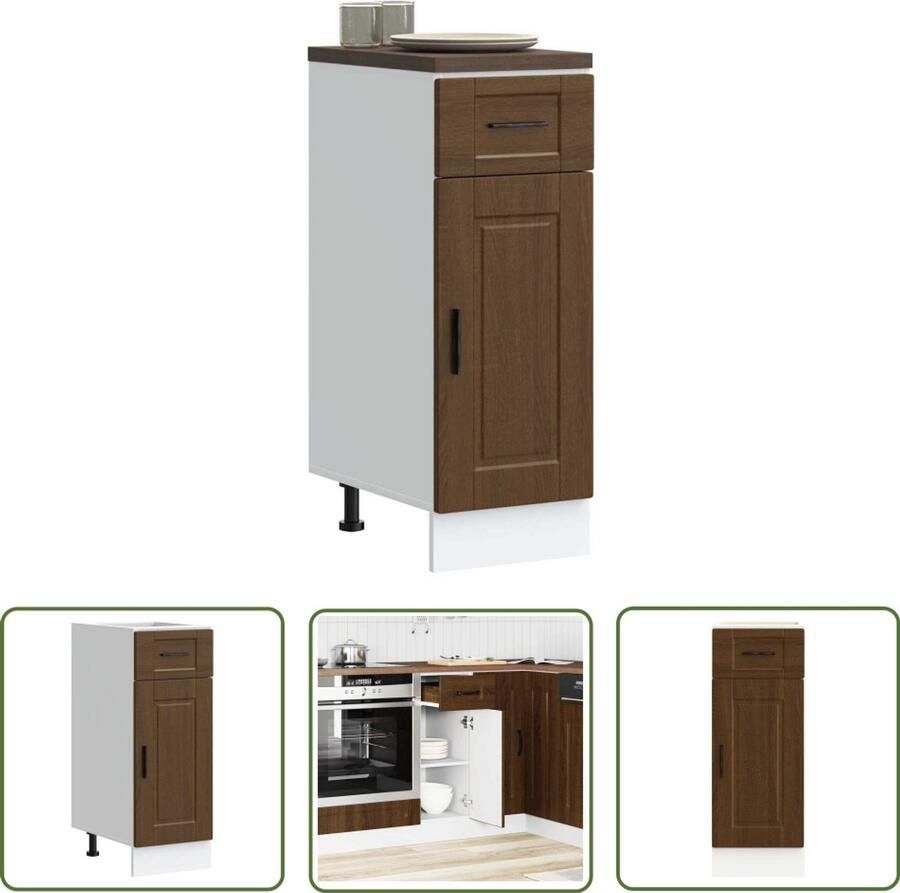 VidaXL Keuken onderkast Porto bewerkt hout bruin eikenkleur Keuken Onderkast Houten Keuken Kast Bruine Eiken Kleur Keuken Opslag Keuken Organisatie