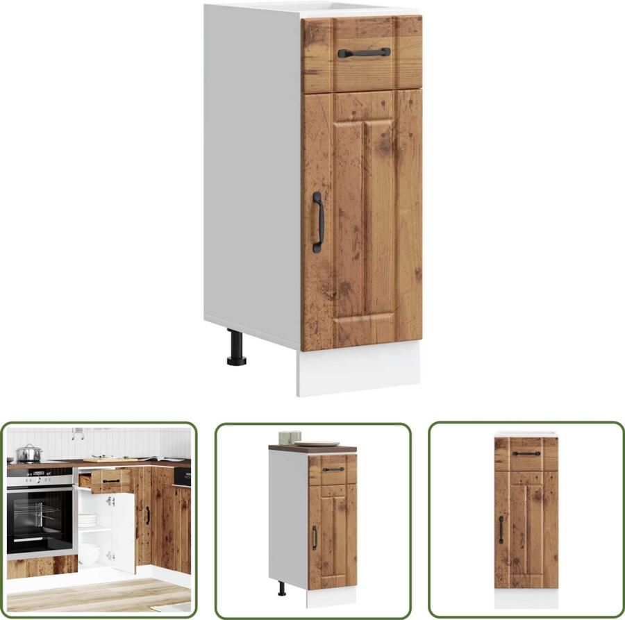 VidaXL Keuken onderkast Lucca bewerkt hout oud houtkleurig Keuken Onderkasten Houten Keuken Keukenopstelling Opslagruimte Keuken Lucca Serie