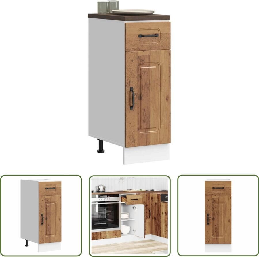 VidaXL Keuken onderkast Kalmar bewerkt hout oud houtkleurig Keukenkasten Houten Keukenkasten Onderkasten Opslagoplossing Keuken Organisatie