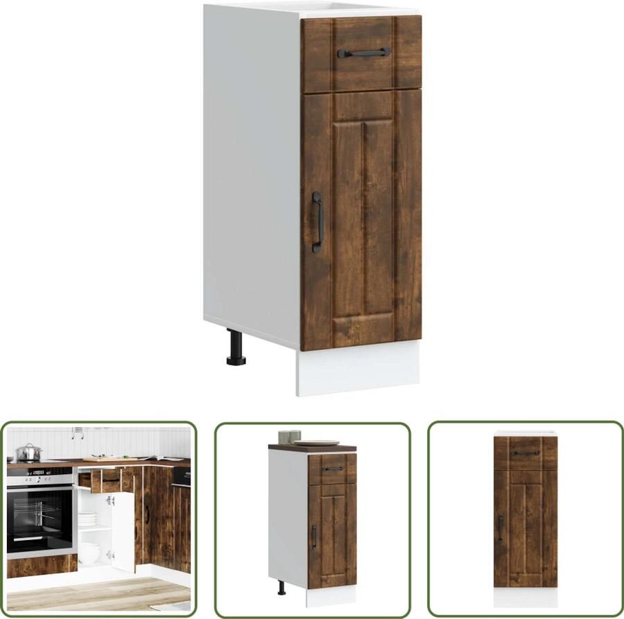 VidaXL Keuken onderkast Lucca bewerkt hout gerookt eikenkleurig Keukenkasten Houten Keukenkasten Lucca Serie Onderkasten Keukenopbergruimte