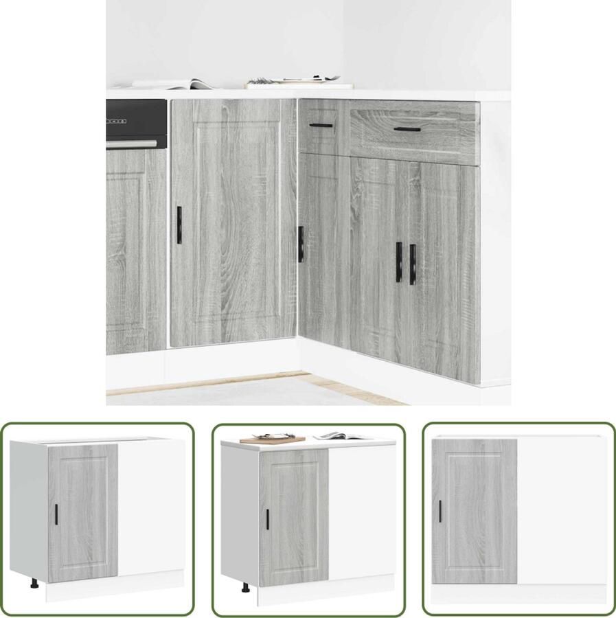 The Living Store Keuken onderkast Porto bewerkt hout grijs sonoma eiken Keukenonderkast Houten Keukenkast Opslagruimte Keuken Grijze Keukenkast Sonoma Eiken - Foto 2