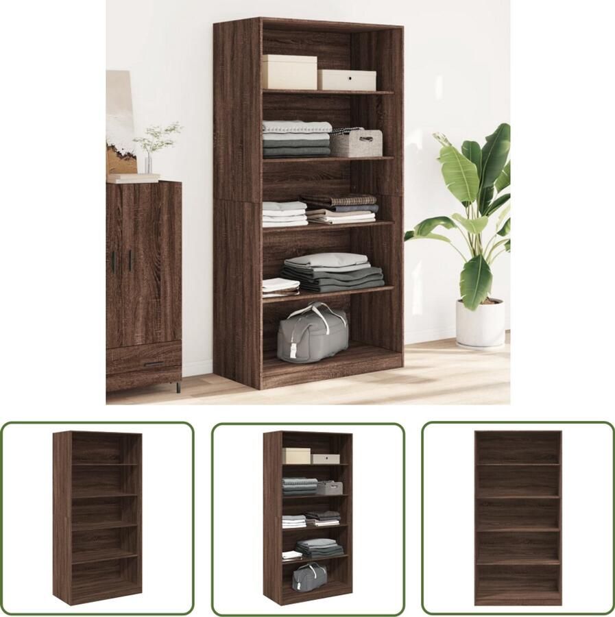 The Living Store Kledingkast 100x50x200 cm bewerkt hout bruin eikenkleur Kledingkast Houten Kledingkast Vintage Kledingkast Garderobe Bergruimte