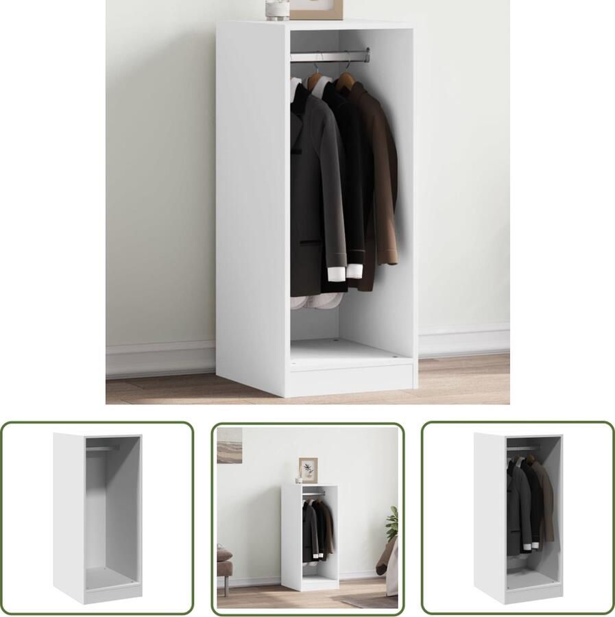 The Living Store Kledingrek Houten Wit 48x41x102 cm Duurzaam en Stevig Kledingkast Houten Kledingkast Wit Kledingkast Garderobe Kleerkasten - Foto 2