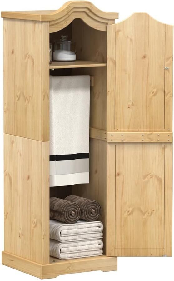 The Living Store Kledingkast Corona 55x52x170 cm massief grenenhout Kledingkast Houten Kledingkast Grenenhout Kledingkast Vintage Kledingkast Ruime Kledingkast - Foto 3