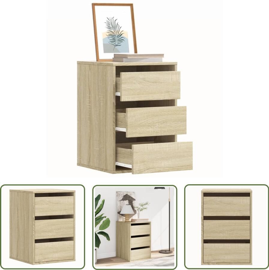 VidaXL Houten Ladekast 40x41x58 cm bewerkt hout sonoma eikenkleurig Sonoma Eiken Opbergkast Salontafel