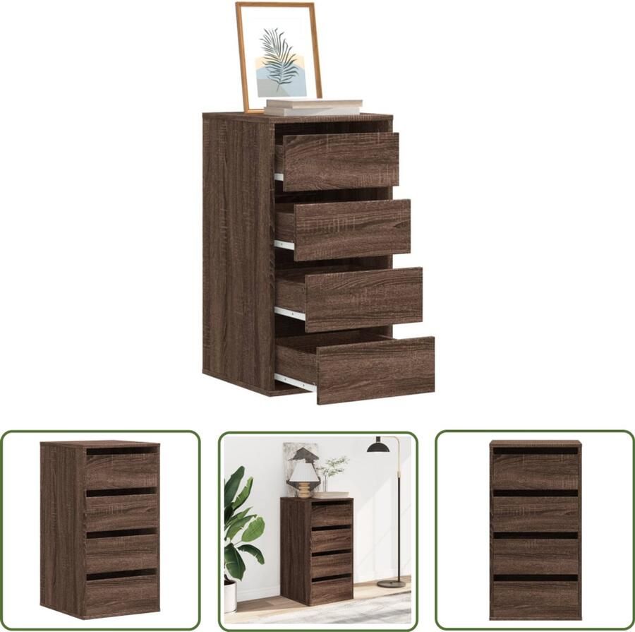 VidaXL Ladekast 40x41x76 cm bewerkt hout bruin eikenkleurig Ladekast Houten Ladekast Bruine Ladekast Eiken Kleurige Ladekast Opbergkast