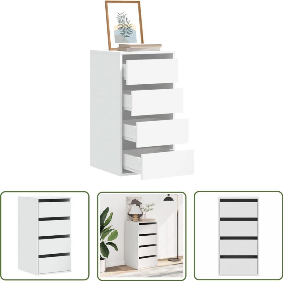 VidaXL Ladekast 40x41x76 cm bewerkt hout wit Ladekast Houten Ladekast Witte Ladekast Opslagkast Woonkamer Meubel