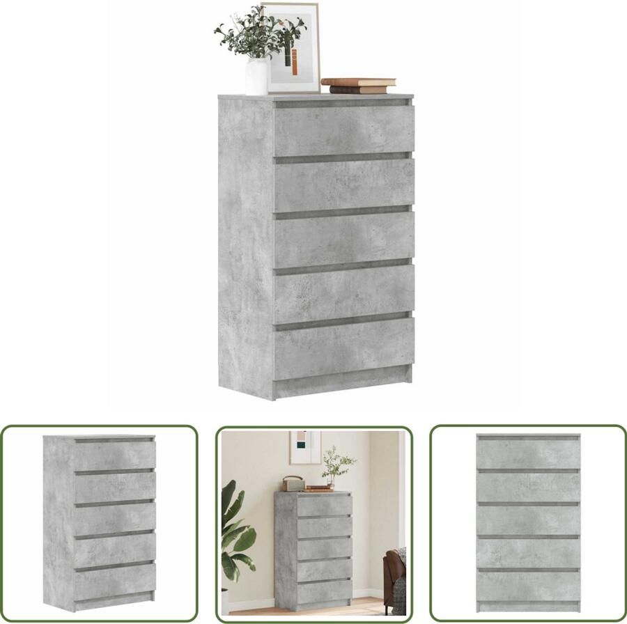 VidaXL Houten Ladekast 60x36x103 cm bewerkt hout betongrijs Grijze Ladekast Betonnen Ladekast Opslagkast