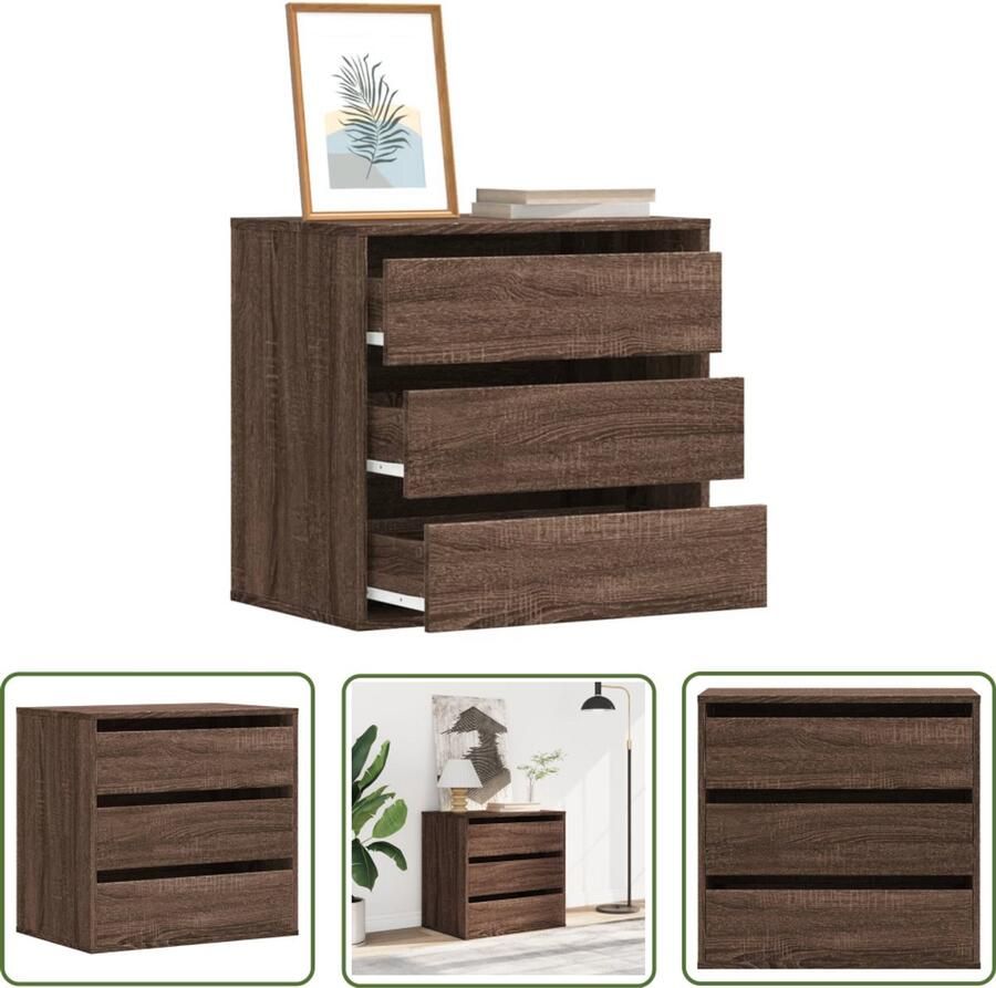 VidaXL Houten Ladekast 60x41x58 cm bewerkt hout bruin eikenkleurig Bruine Ladekast Eikenhouten Ladekast Opbergkast