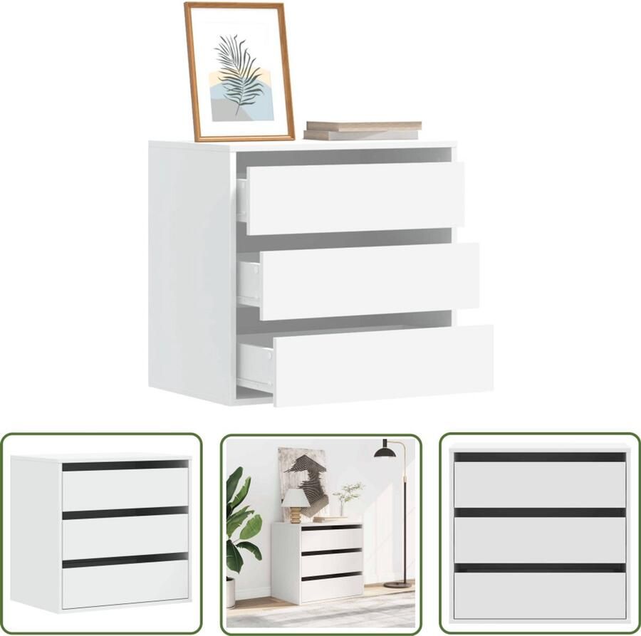 VidaXL Ladekast 60x41x58 cm bewerkt hout wit Ladekast Houten Ladekast Wit Ladekast Opslagkast Badkamermeubel