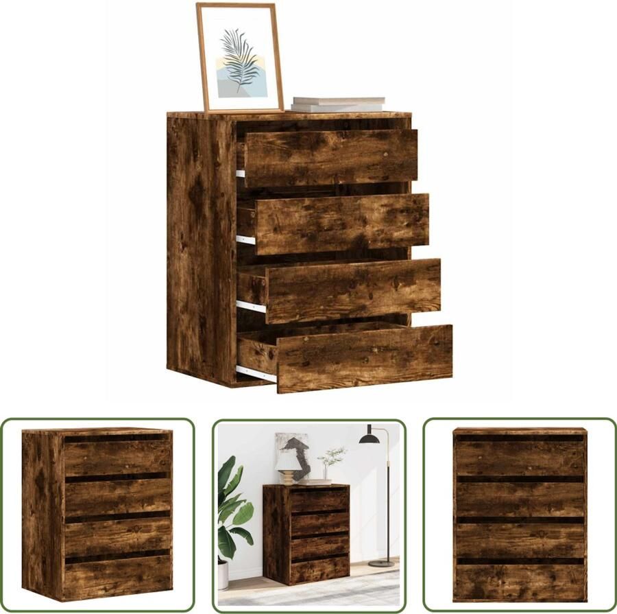 VidaXL Ladekast 60x41x76 cm bewerkt hout gerookt eikenkleurig Ladekast Houten Ladekast Bruine Ladekast Vintage Ladekast Salontafel