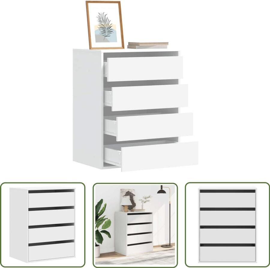 VidaXL Houten Ladekast 60x41x76 cm bewerkt hout wit Ladekast Vintage Ladekast Salontafel