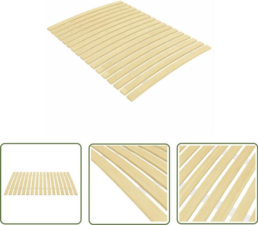 The Living Store Lattenbodem Massief populierenhout 200 x 90 cm 12 mm dikke lat Lattenbodem Houten Lattenbodem Populierenhouten Lattenbodem Bedbodem Één Persoons Bed