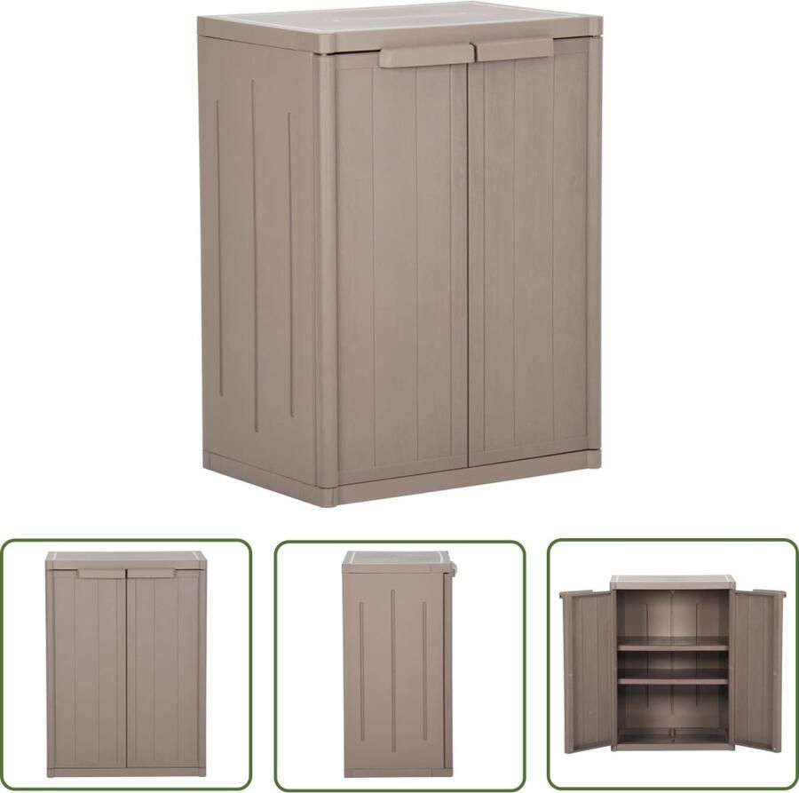 The Living Store Tuinkast 65x45x88 cm polypropyleen hout-look bruin Opslagkast Houten Look Buitenschrank Tuinkast Brown - Foto 2