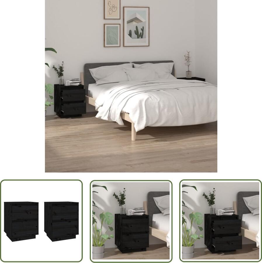 The Living Store Nachtkastjes Houten Bedkastjes 40x35x50 cm Massief grenenhout Nachtkastjes Houten Meubilair Slaapkamers Decoratie Designmeubelen - Foto 2
