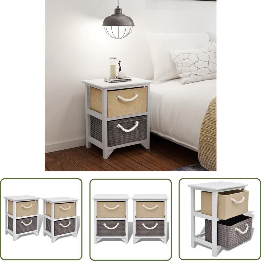 The Living Store Houten Nachtkastjes 35x27x48cm 2 Lades Rustieke Stijl Nachtkastjes Houten Meubilair Rustic Furniture Vintage Meubels Slaapkamers - Foto 2