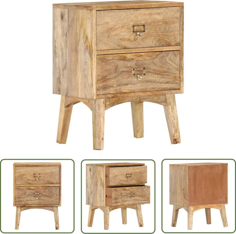 The Living Store Nachtkastje Houten Nachtkastjes 40 x 35 x 55 cm Handgemaakt Massief mangohout Nachtkastje Houten Nachtkastje Mangohout Nachtkastje Slaapkamersmeubilair Kamerdecoratie - Foto 2
