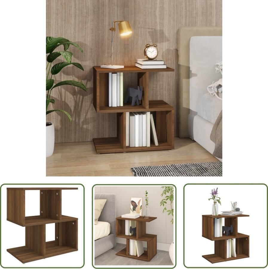 The Living Store Nachtkastje Bruineiken Bewerkt hout 50 x 30 x 51.5 cm Wandmontage vereist Nachtkastje Houten Nachtkastje Bruine Nachtkast Sidetable Kamermeubel - Foto 2