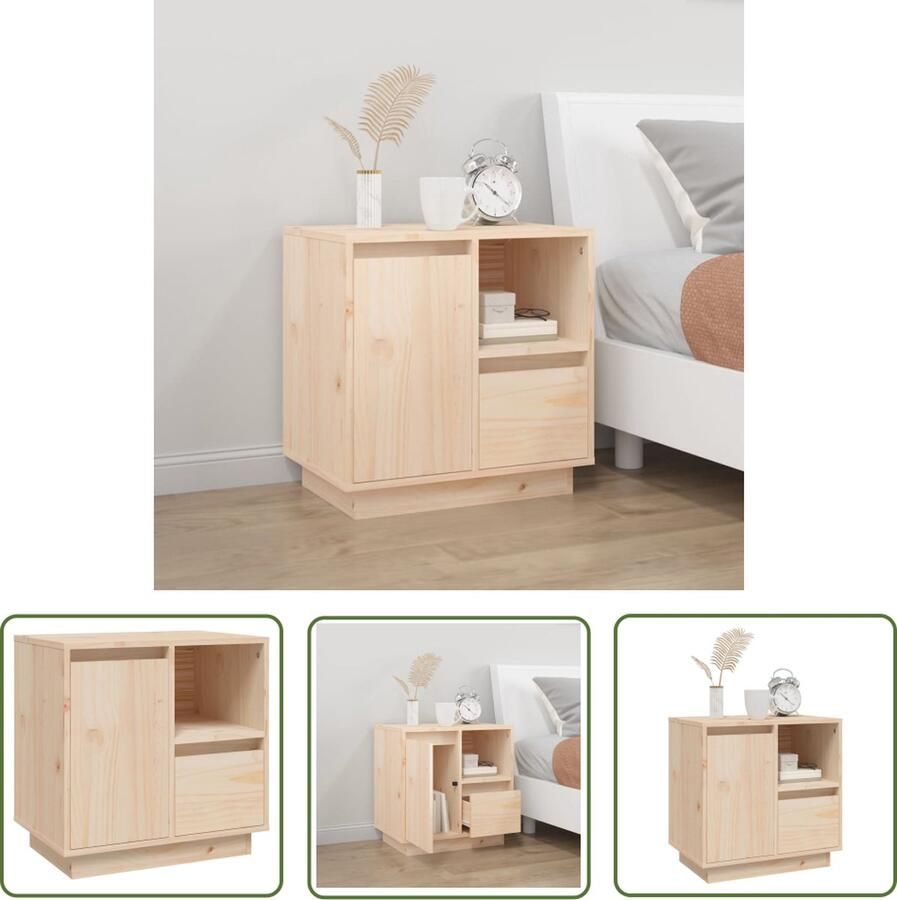 VidaXL Nachtkastje 50x34x50 cm massief grenenhout Nachtkastje Houten Nachtkastje Grenoble Nacht Kast Sidetable Salontafel - Foto 2