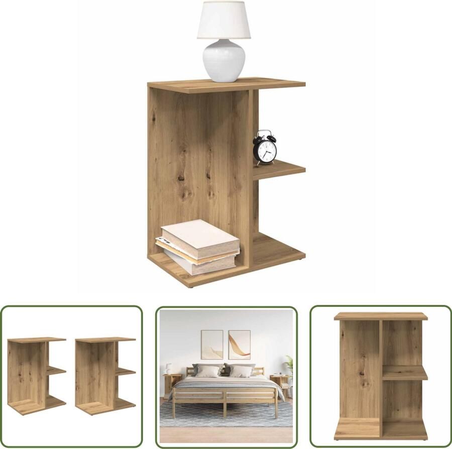 The Living Store Nachtkastjes 2 st 46 5x29x61 cm bewerkt hout artisanaal eiken Nachtkastjes Houten Nachtkastjes Salontafel Eiken Meubilair Bedroom Furniture