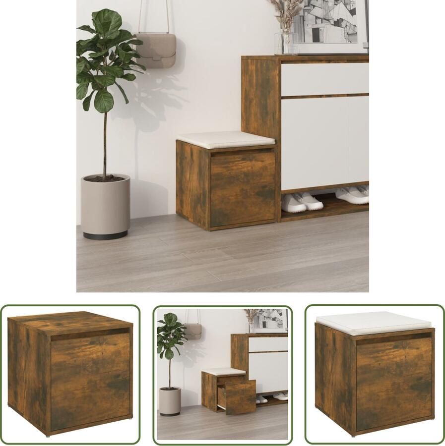 VidaXL Houten Opbergkast Opbergbox met lade 40 5x40x40 cm bewerkt hout gerookt eiken Kast Met Lade Bruine Opbergbox Decoratieve Opbergbox