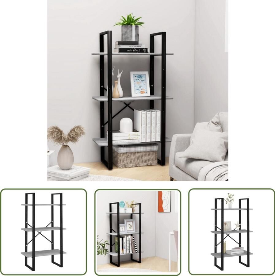 VidaXL Opbergrek 60x30x105 cm bewerkt hout betongrijs Opbergrek Houten Opbergkast Grijze Kast Vintage Kast Industriële Kast