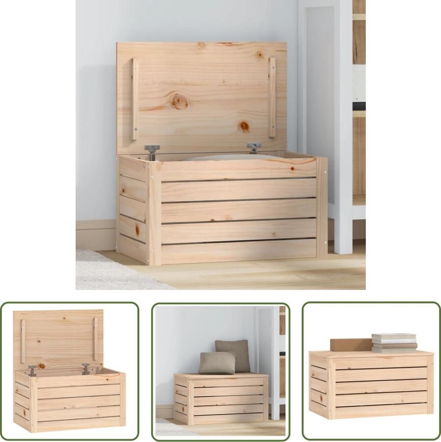 The Living Store Opbergdoos Massief Grenenhout 59.5 x 36.5 x 33 cm Praktisch deksel Opslag Box Houten Opslagbox Grenenhout Kast Opbergkast Decoratieve Opbergbox