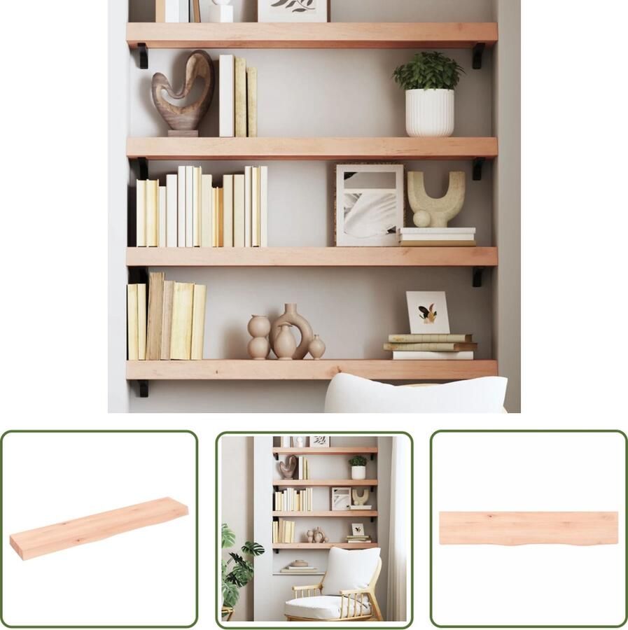 VidaXL Houten Plank Wanddecoratie Wandschap 100x20x6 cm onbehandeld massief eikenhout Eikenhouten Wandrek Vintage Wandplank Industriële Wandopstelling