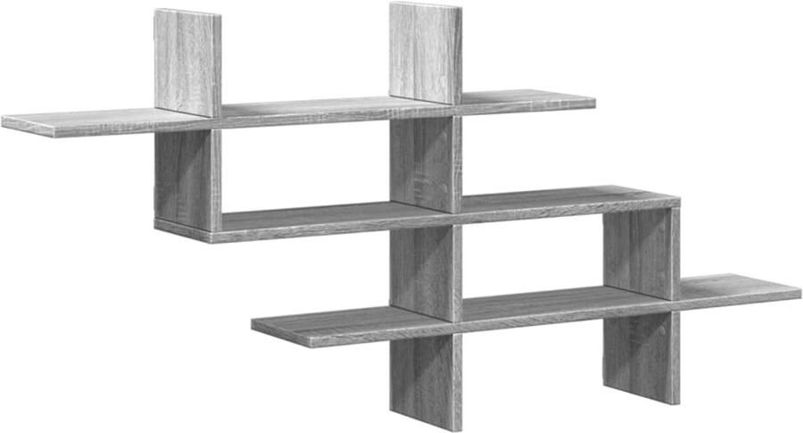 The Living Store Wandschap 124 5x18x60 5 cm bewerkt hout grijs sonoma eikenkleur Wandplank Opbergplanken Houten Plank Grijze Kast Minimalistisch Design