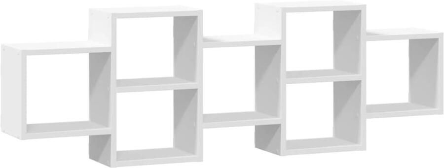 VidaXL Wandschap 129x18x42 cm bewerkt hout wit Wandplank Houten Plank Opslagoplossing Badkamerkast Keukenopslag