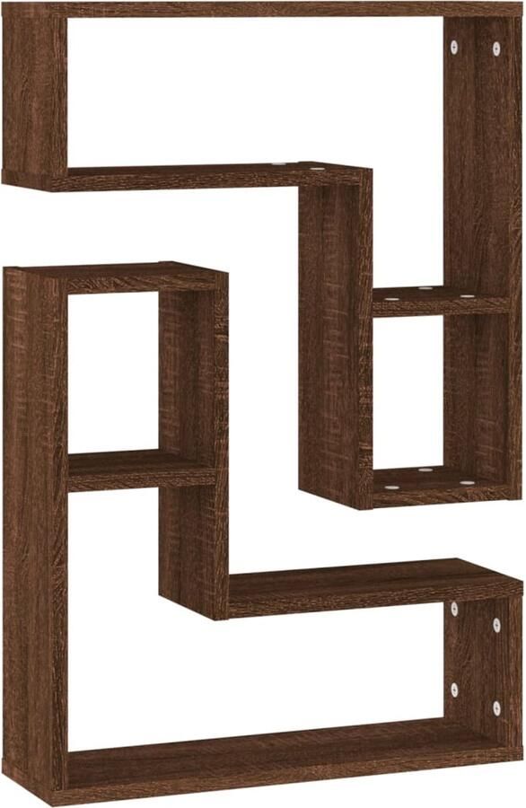 VidaXL Houten Plank Wandplank Wandschappen 2 st 50x15x50 cm bewerkt hout bruin eikenkleur Bergruimte Decoratief Kast