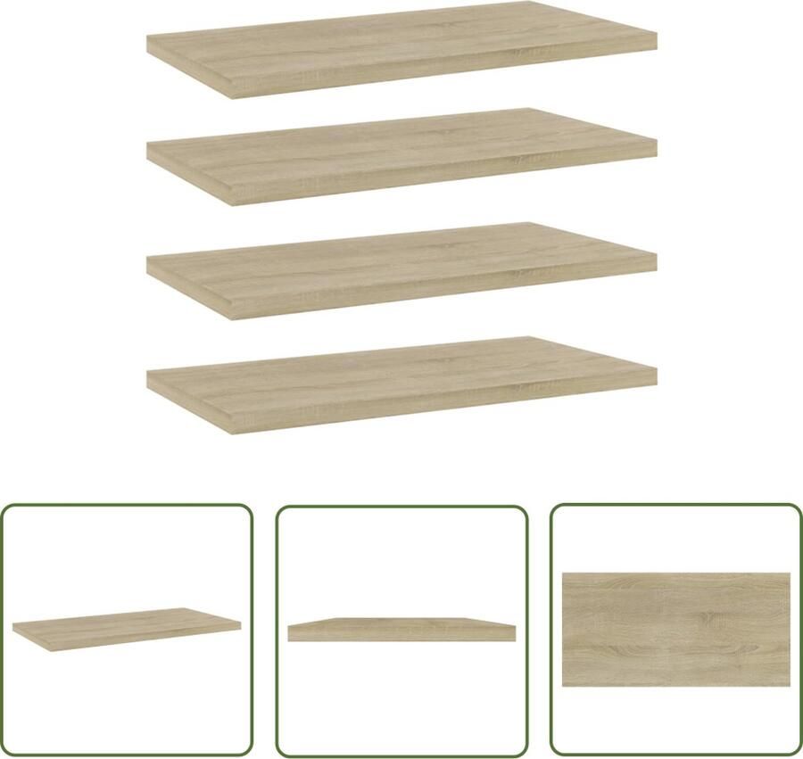 The Living Store Wandschappen 4 st 40x20x1 5 cm bewerkt hout sonoma eikenkleurig Wandplanken Opbergruimte Houten Plank Sonomaneik Woonaccessoires