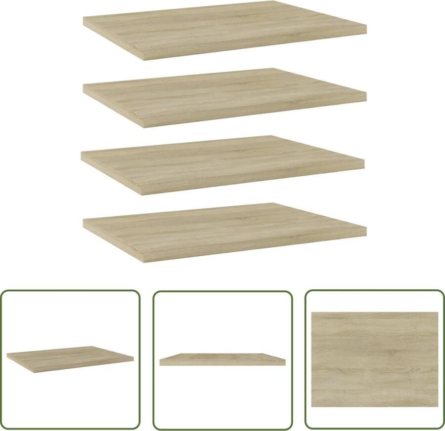 The Living Store Wandschappen 4 st 40x30x1 5 cm bewerkt hout sonoma eikenkleurig Wandplanken Boekenplank Opbergruimte Badkamerkast Slaapkamerdecoratie