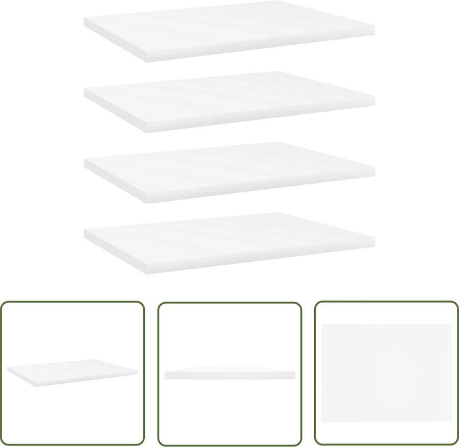 VidaXL Houten Plank Wandplank Wandschappen 4 st 40x30x1 5 cm bewerkt hout wit Badkamerkast Salontafel Woonaccessoires