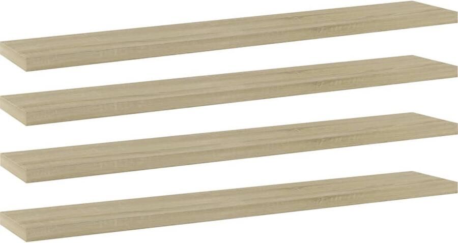 The Living Store Wandschappen 4 st 60x10x1 5 cm spaanplaat sonoma eikenkleurig Wandplanken Opbergruimte Houten Plank Salondecoratie Woondecoratie