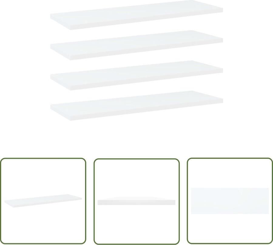 The Living Store Wandschappen 4 st 60x20x1 5 cm bewerkt hout wit Wandplank Boekenplank Opbergruimte Witte Muurdecoratie Decoratief Plankje