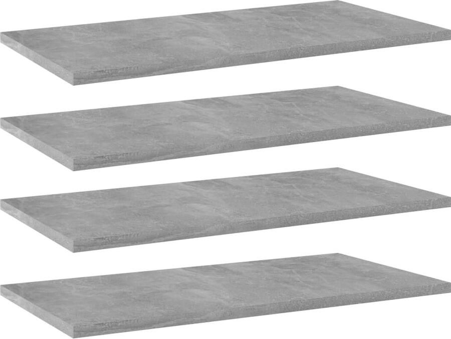 VidaXL Houten Plank Wandplank Wandschappen 4 st 60x30x1 5 cm spaanplaat betongrijs Grijze Wandplank Badkamerkast Salontafel
